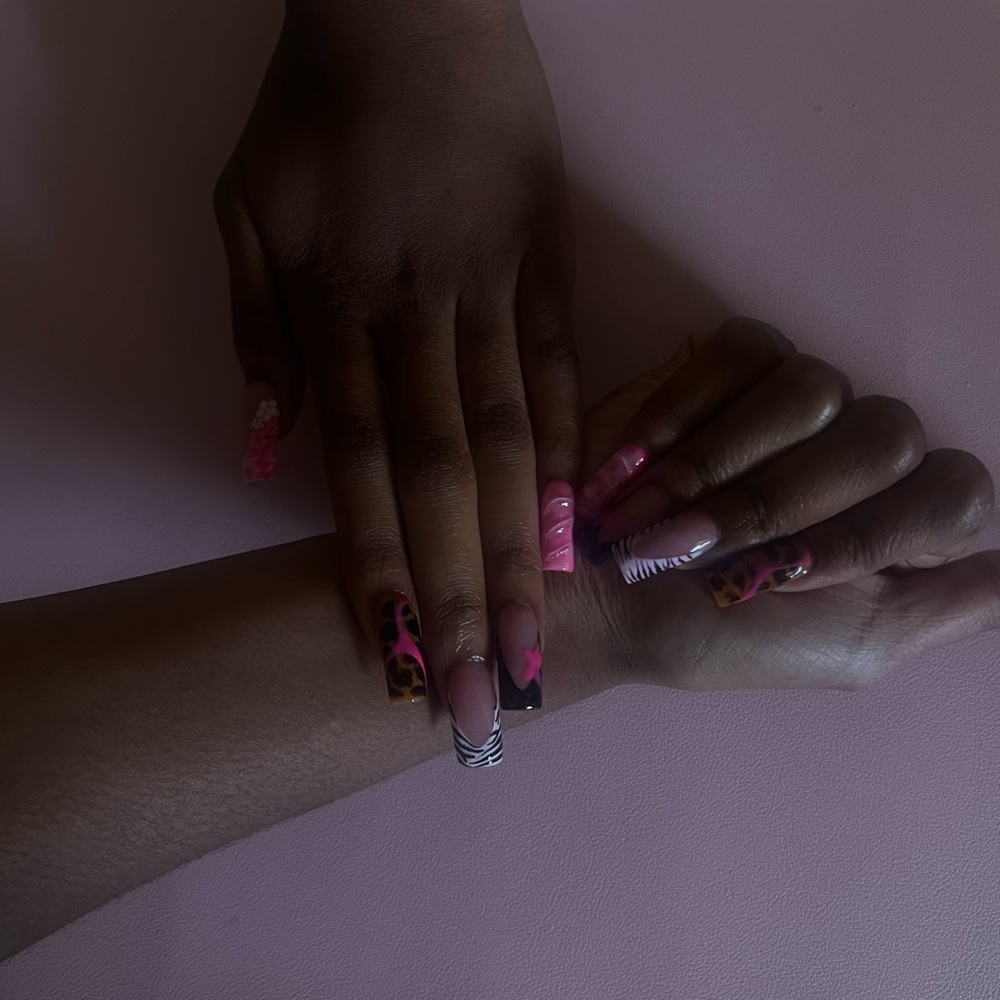 Pink and Black Nail Art Set